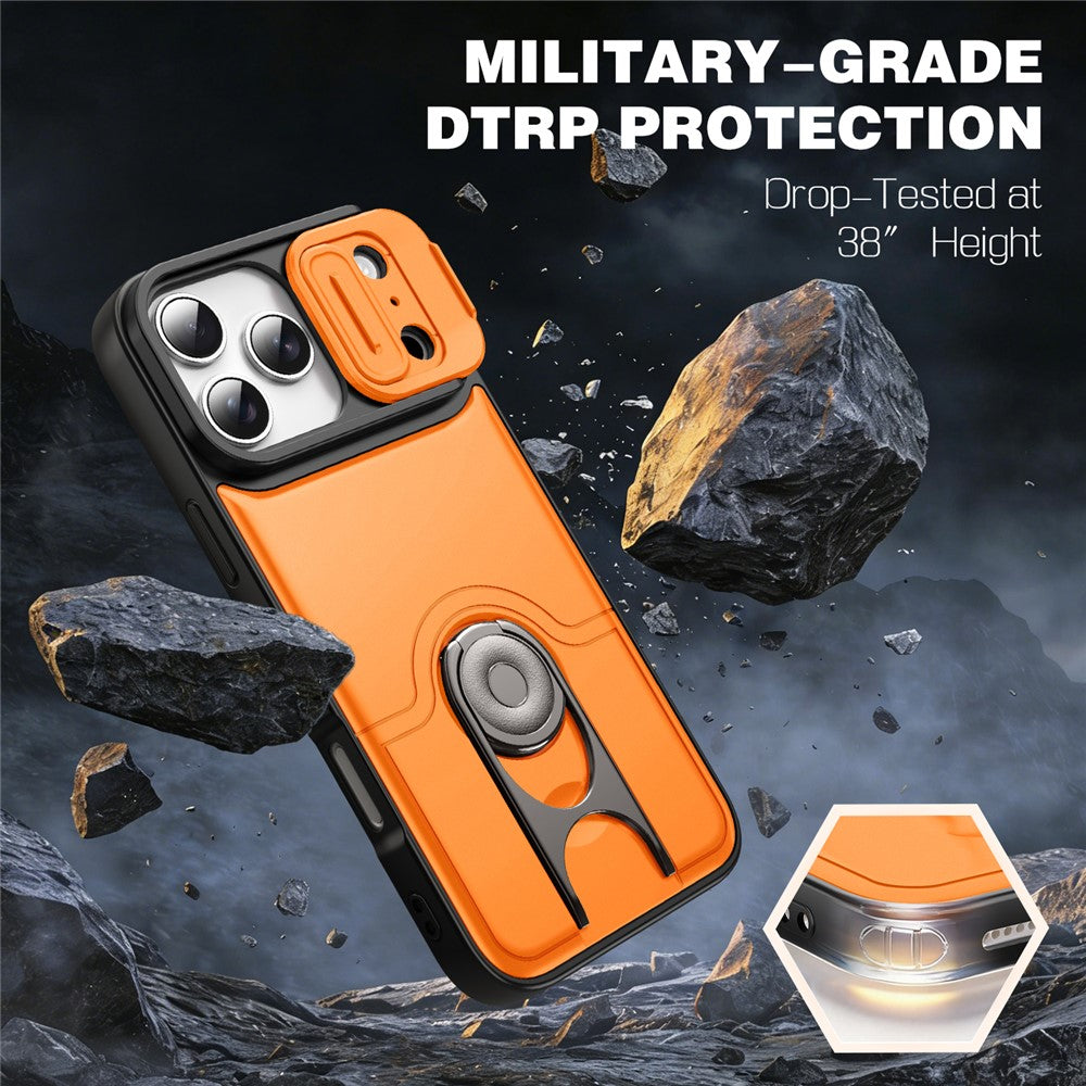 For iPhone 17 Pro Max Case with Slide Camera Cover Kickstand PC + TPU Protective Phone Shell