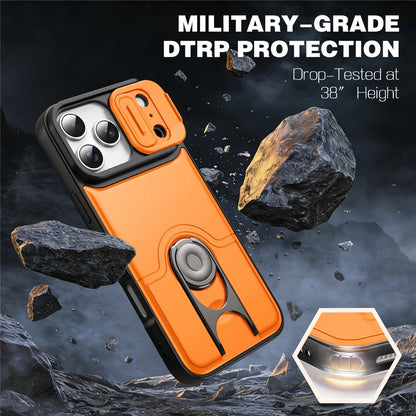 For iPhone 17 Pro Max Case with Slide Camera Cover Kickstand PC + TPU Protective Phone Shell