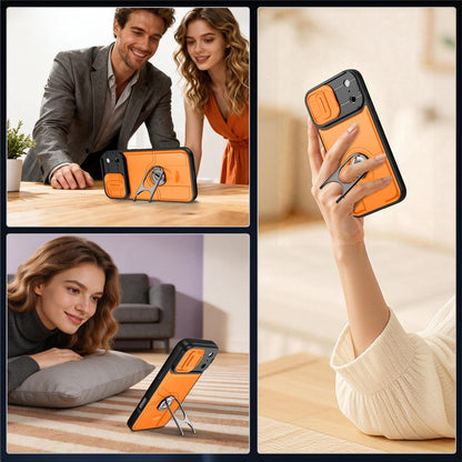 For iPhone 17 Pro Max Case with Slide Camera Cover Kickstand PC + TPU Protective Phone Shell