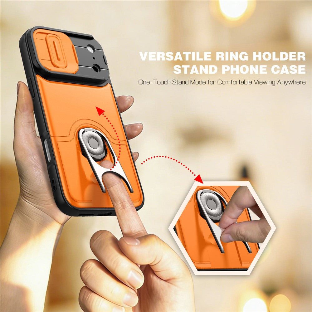 For iPhone 17 Pro Max Case with Slide Camera Cover Kickstand PC + TPU Protective Phone Shell