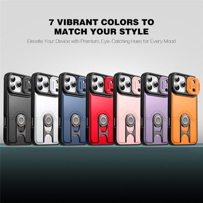 For iPhone 17 Pro Max Case with Slide Camera Cover Kickstand PC + TPU Protective Phone Shell
