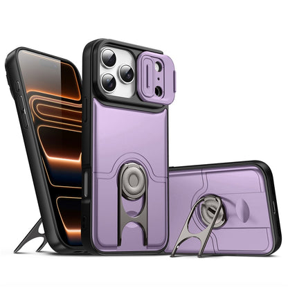 For iPhone 17 Pro Max Case with Slide Camera Cover Kickstand PC + TPU Protective Phone Shell