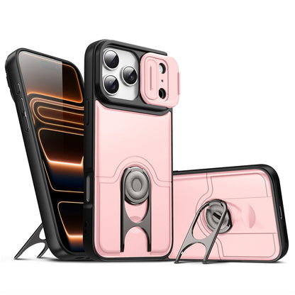 For iPhone 17 Pro Max Case with Slide Camera Cover Kickstand PC + TPU Protective Phone Shell