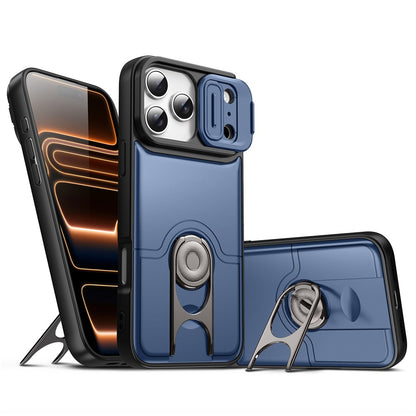 For iPhone 17 Pro Max Case with Slide Camera Cover Kickstand PC + TPU Protective Phone Shell