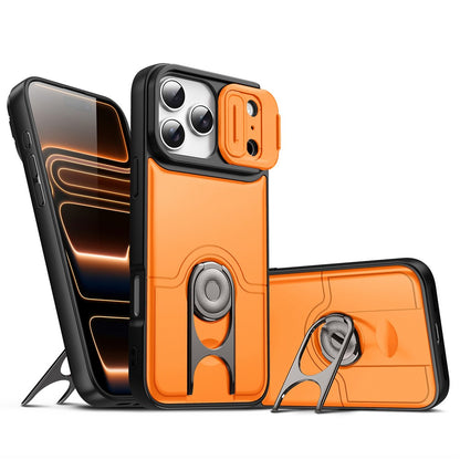 For iPhone 17 Pro Case with Slide Camera Cover Kickstand PC + TPU Protective Phone Shell