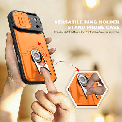 For iPhone 17 Pro Case with Slide Camera Cover Kickstand PC + TPU Protective Phone Shell