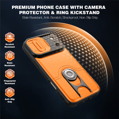 For iPhone 17 Pro Case with Slide Camera Cover Kickstand PC + TPU Protective Phone Shell