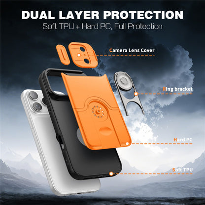 For iPhone 17 Pro Case with Slide Camera Cover Kickstand PC + TPU Protective Phone Shell