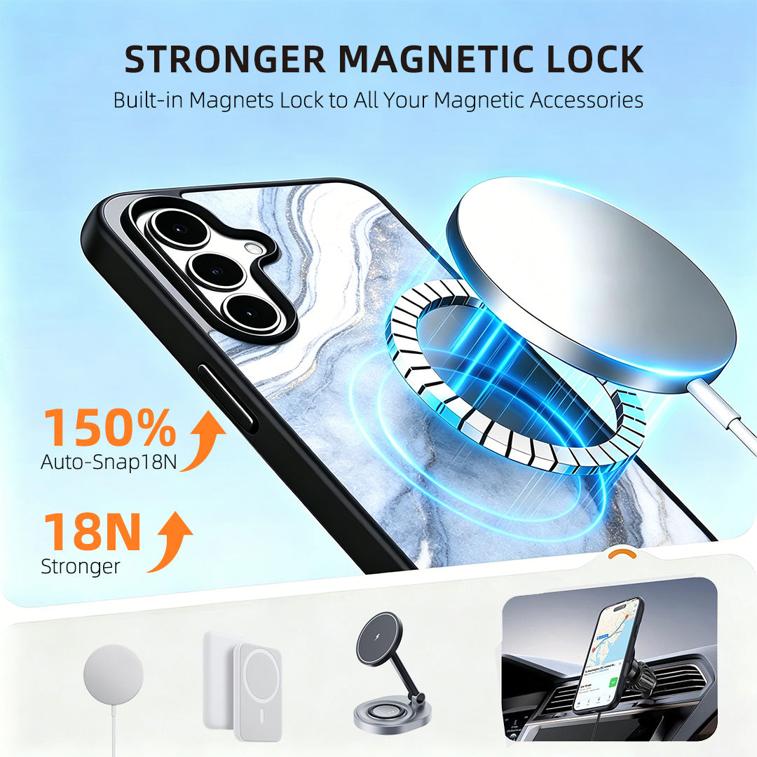 EYCASE for Samsung Galaxy S26+ Magnetic Case Marble Pattern TPU + Acrylic Shockproof Phone Cover
