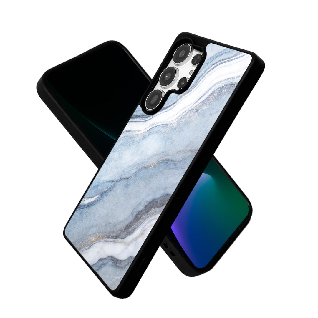 EYCASE for Samsung Galaxy S25 Ultra Magnetic Case Marble Pattern TPU + Acrylic Shockproof Phone Cover