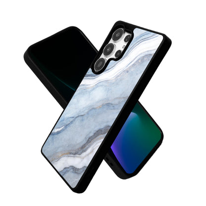EYCASE for Samsung Galaxy S25 Ultra Magnetic Case Marble Pattern TPU + Acrylic Shockproof Phone Cover