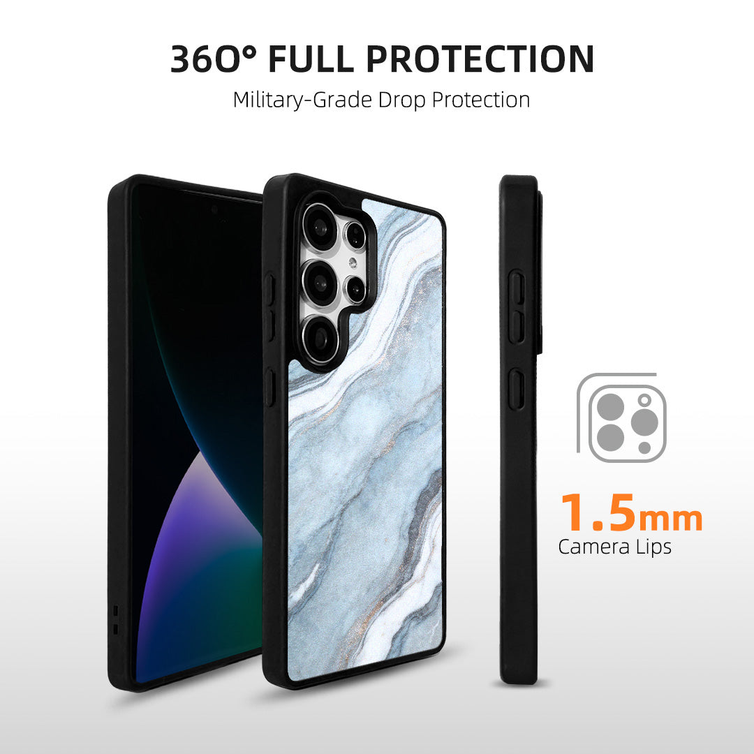 EYCASE for Samsung Galaxy S25 Ultra Magnetic Case Marble Pattern TPU + Acrylic Shockproof Phone Cover