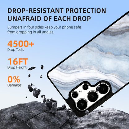 EYCASE for Samsung Galaxy S25 Ultra Magnetic Case Marble Pattern TPU + Acrylic Shockproof Phone Cover