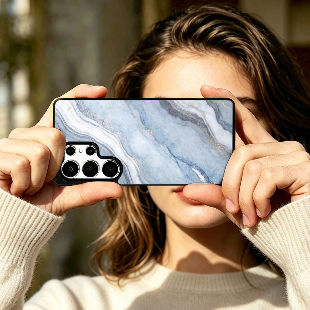 EYCASE for Samsung Galaxy S25 Ultra Magnetic Case Marble Pattern TPU + Acrylic Shockproof Phone Cover