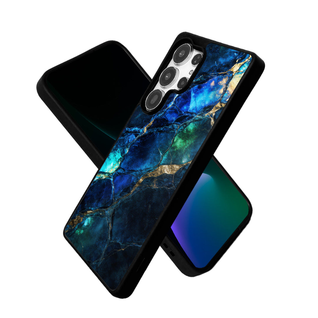 EYCASE for Samsung Galaxy S25 Ultra Magnetic Case Marble Pattern TPU + Acrylic Shockproof Phone Cover