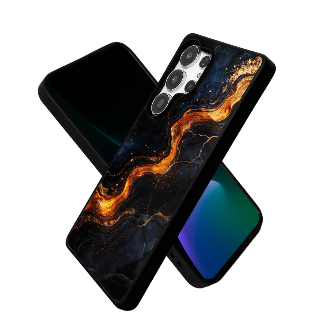 EYCASE for Samsung Galaxy S25 Ultra Magnetic Case Marble Pattern TPU + Acrylic Shockproof Phone Cover