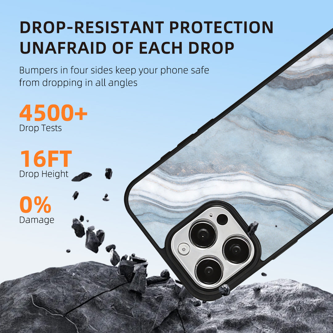EYCASE for iPhone 15 Pro Magnetic Case Marble Pattern TPU + Acrylic Shockproof Phone Cover