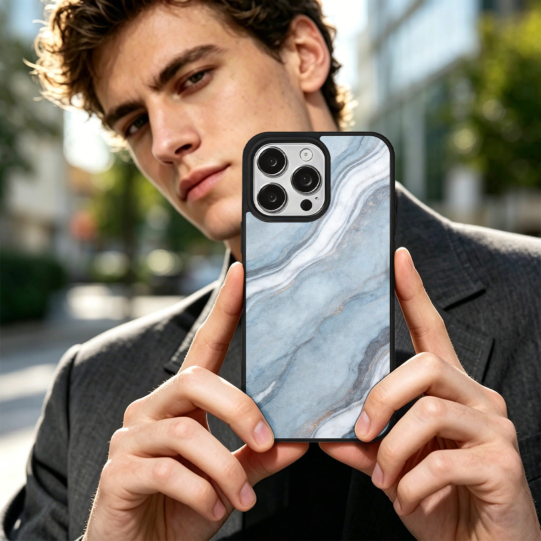 EYCASE for iPhone 15 Pro Magnetic Case Marble Pattern TPU + Acrylic Shockproof Phone Cover