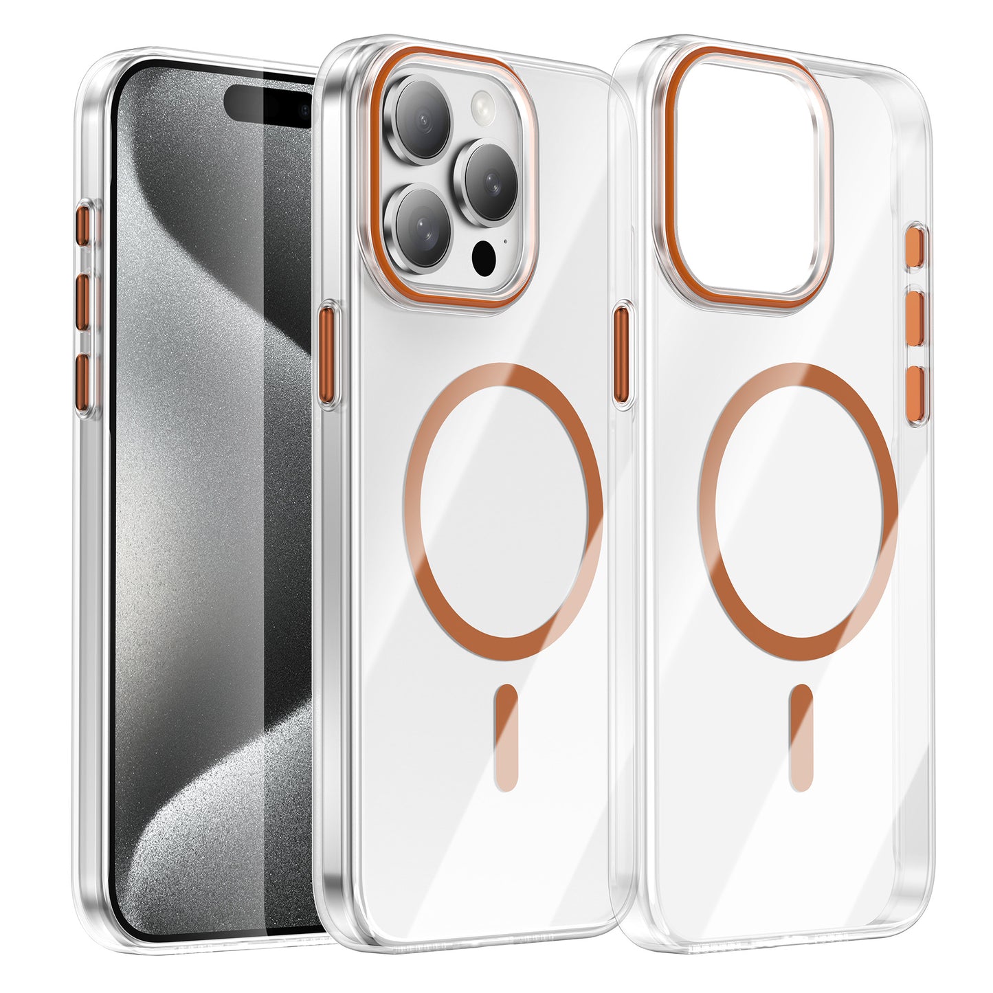 For iPhone 15 Pro Clear Magnetic Case PC Anti Drop Phone Back Cover Compatible with MagSafe