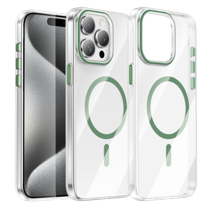 For iPhone 15 Pro Clear Magnetic Case PC Anti Drop Phone Back Cover Compatible with MagSafe