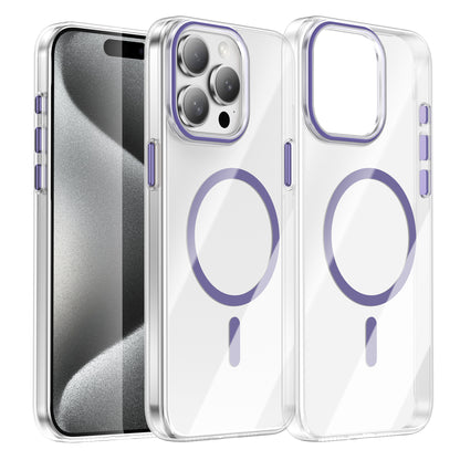For iPhone 15 Pro Clear Magnetic Case PC Anti Drop Phone Back Cover Compatible with MagSafe
