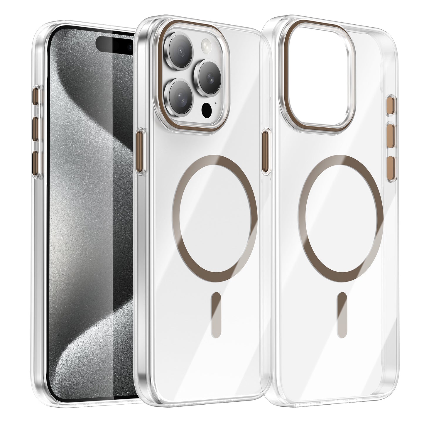 For iPhone 15 Pro Clear Magnetic Case PC Anti Drop Phone Back Cover Compatible with MagSafe