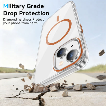 For iPhone 14 Plus Clear Magnetic Case PC Anti Drop Phone Back Cover Compatible with MagSafe