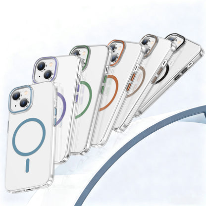 For iPhone 14 Plus Clear Magnetic Case PC Anti Drop Phone Back Cover Compatible with MagSafe