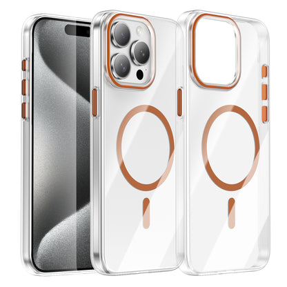 For iPhone 15 Pro Max Clear Magnetic Case PC Anti Drop Phone Back Cover Compatible with MagSafe