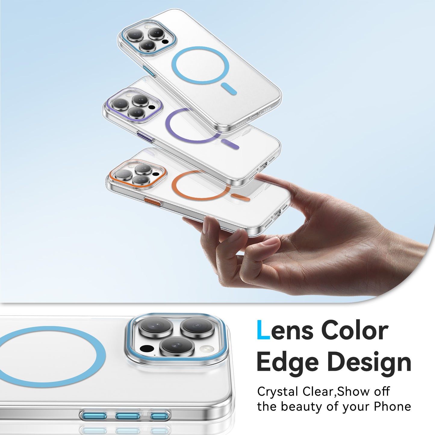 For iPhone 15 Pro Max Clear Magnetic Case PC Anti Drop Phone Back Cover Compatible with MagSafe