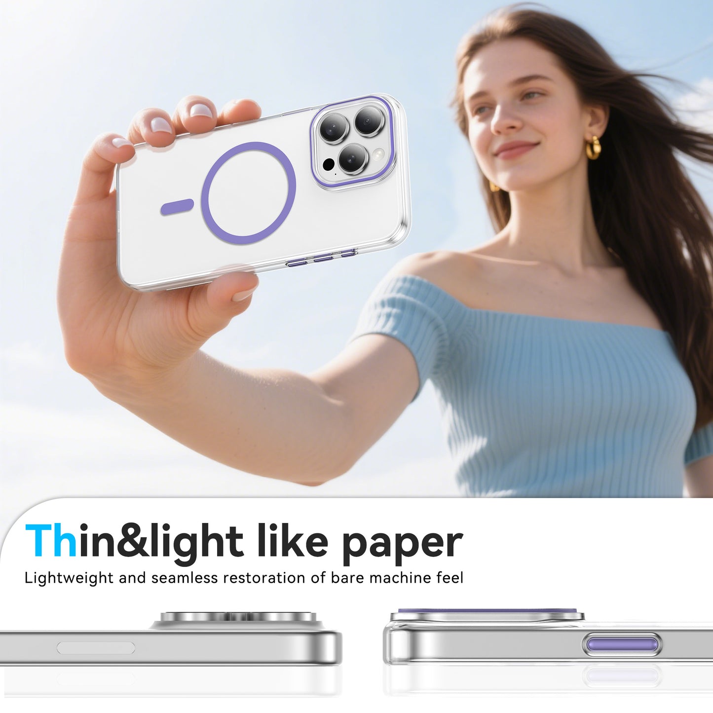 For iPhone 15 Pro Max Clear Magnetic Case PC Anti Drop Phone Back Cover Compatible with MagSafe