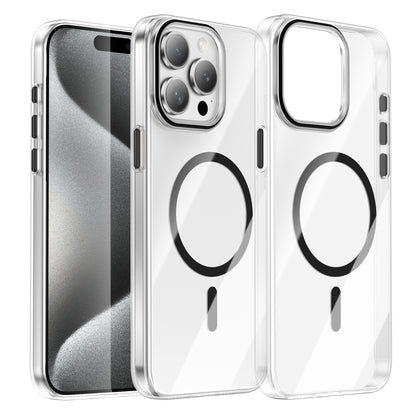 For iPhone 15 Pro Max Clear Magnetic Case PC Anti Drop Phone Back Cover Compatible with MagSafe