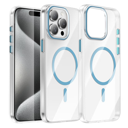 For iPhone 15 Pro Max Clear Magnetic Case PC Anti Drop Phone Back Cover Compatible with MagSafe