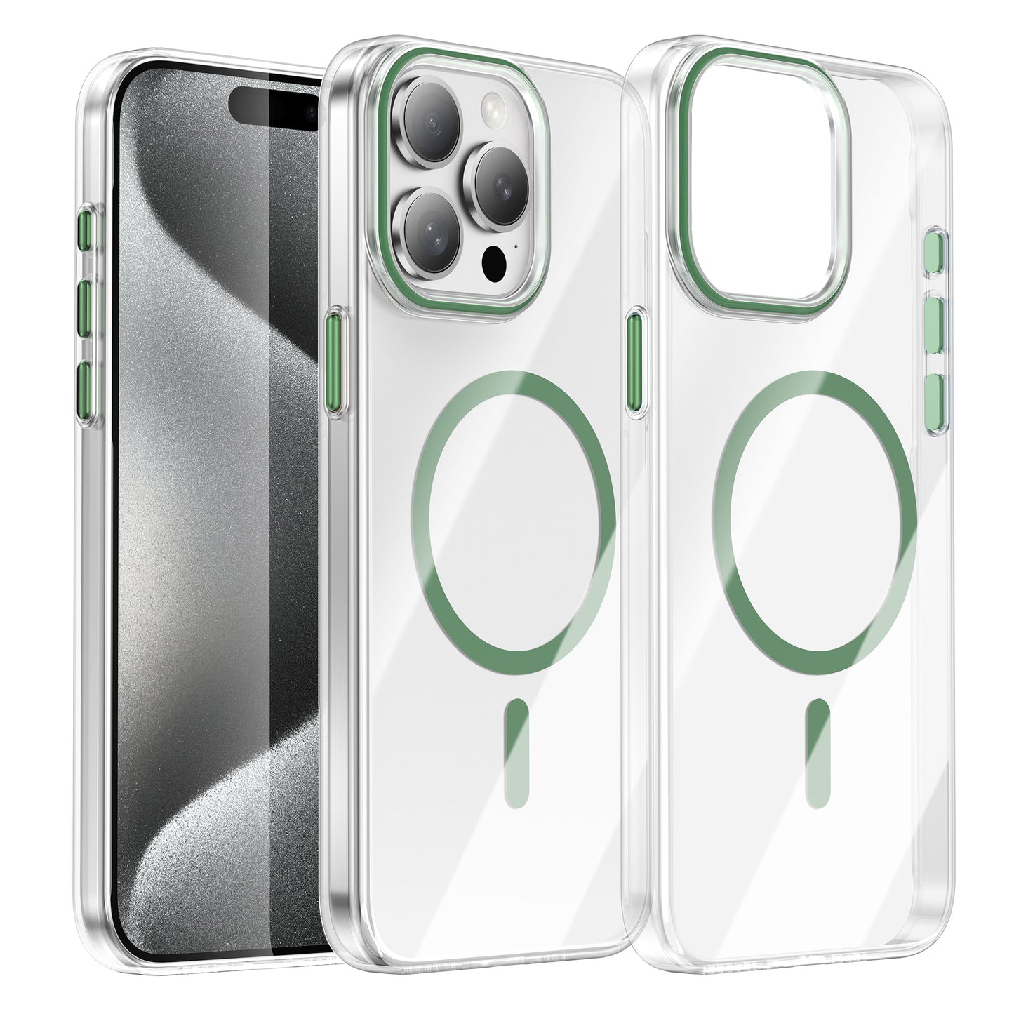 For iPhone 15 Pro Max Clear Magnetic Case PC Anti Drop Phone Back Cover Compatible with MagSafe