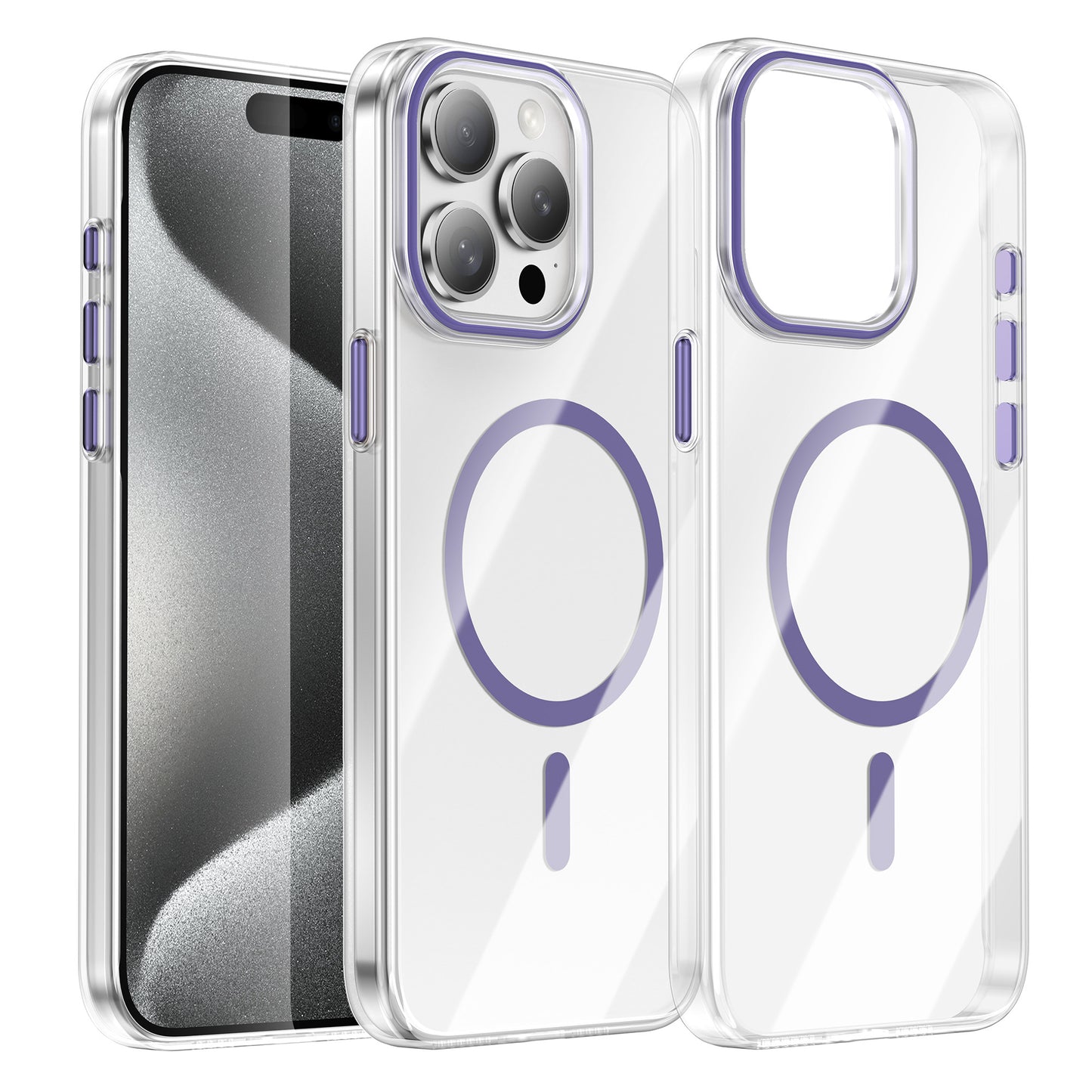 For iPhone 15 Pro Max Clear Magnetic Case PC Anti Drop Phone Back Cover Compatible with MagSafe