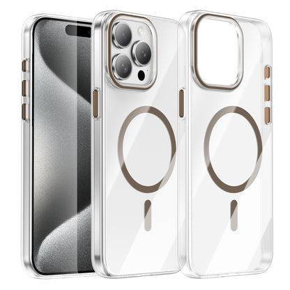 For iPhone 15 Pro Max Clear Magnetic Case PC Anti Drop Phone Back Cover Compatible with MagSafe