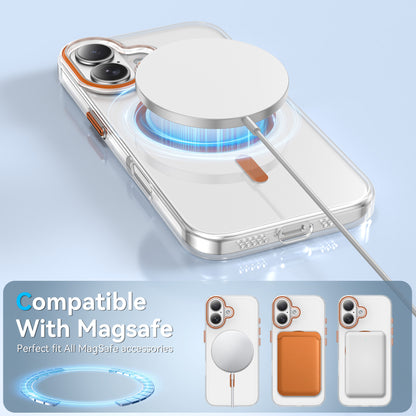For iPhone 16 Clear Magnetic Case PC Anti Drop Phone Back Cover Compatible with MagSafe