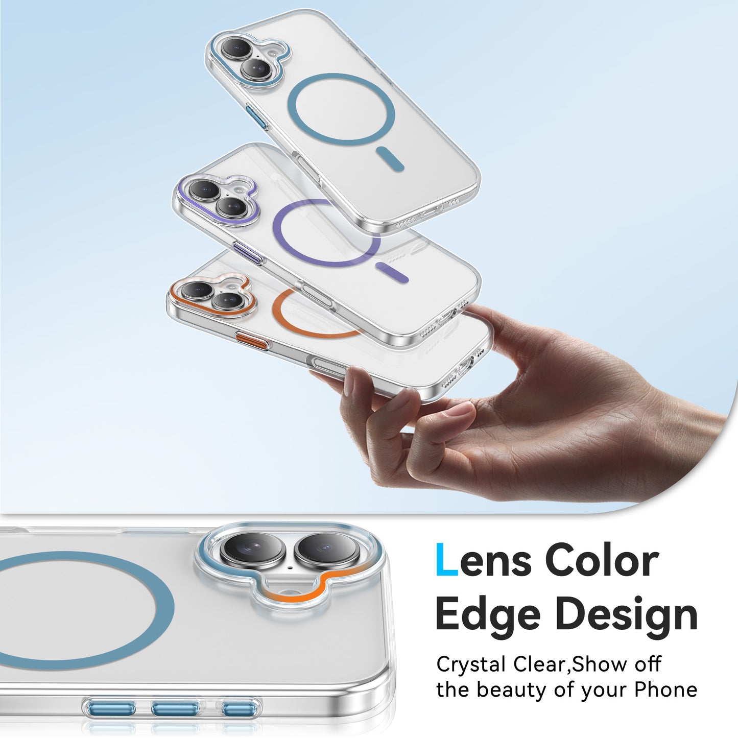 For iPhone 16 Clear Magnetic Case PC Anti Drop Phone Back Cover Compatible with MagSafe