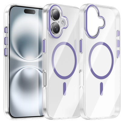 For iPhone 16 Clear Magnetic Case PC Anti Drop Phone Back Cover Compatible with MagSafe