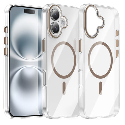 For iPhone 16 Clear Magnetic Case PC Anti Drop Phone Back Cover Compatible with MagSafe