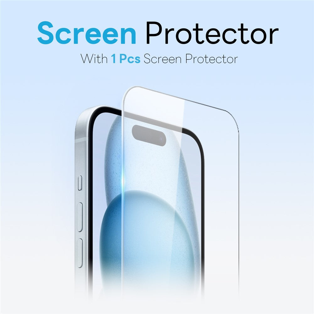 NORTHJO For iPhone 15 Plus Case with Magnetic O-Ring Stand Compatible with MagSafe Translucent Matte Shockproof Phone Cover with Tempered Glass Film + Lens Film