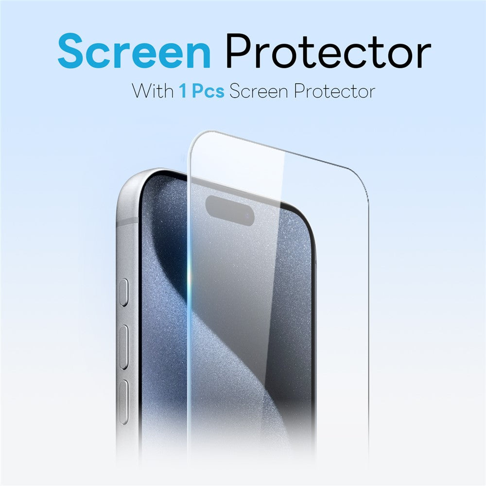 NORTHJO For iPhone 15 Pro Max Case with Magnetic O-Ring Stand Compatible with MagSafe Translucent Matte Shockproof Phone Cover with Tempered Glass Film + Lens Film