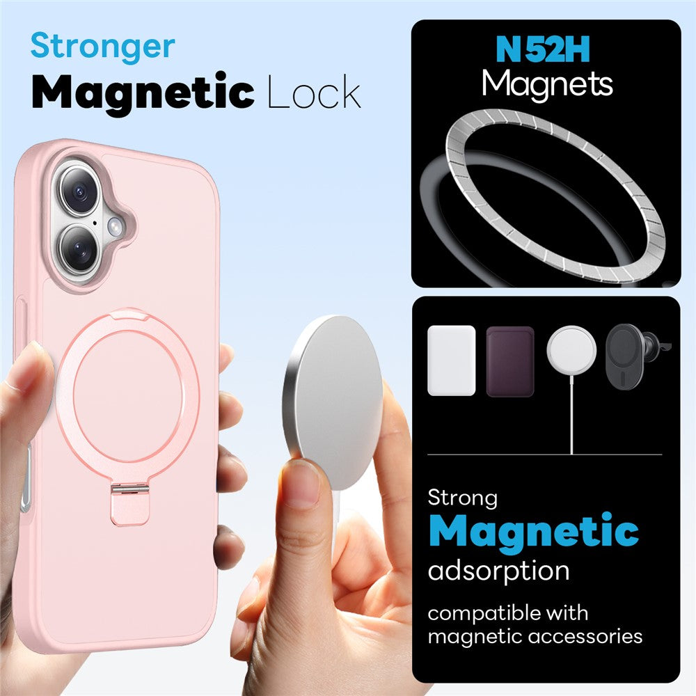 NORTHJO For iPhone 16 Case with Magnetic Stand Compatible with MagSafe Translucent Matte Shockproof Phone Cover with 2Pcs Tempered Glass Protector + 2Pcs Lens Film