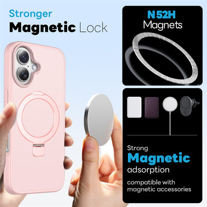 NORTHJO For iPhone 16 Case with Magnetic Stand Compatible with MagSafe Translucent Matte Shockproof Phone Cover with 2Pcs Tempered Glass Protector + 2Pcs Lens Film