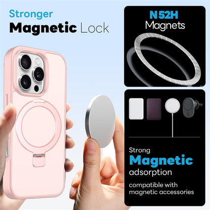 NORTHJO For iPhone 16 Pro Max Case with Magnetic Stand Compatible with MagSafe Translucent Matte Shockproof Phone Cover with 2Pcs Tempered Glass Protector + 2Pcs Lens Film