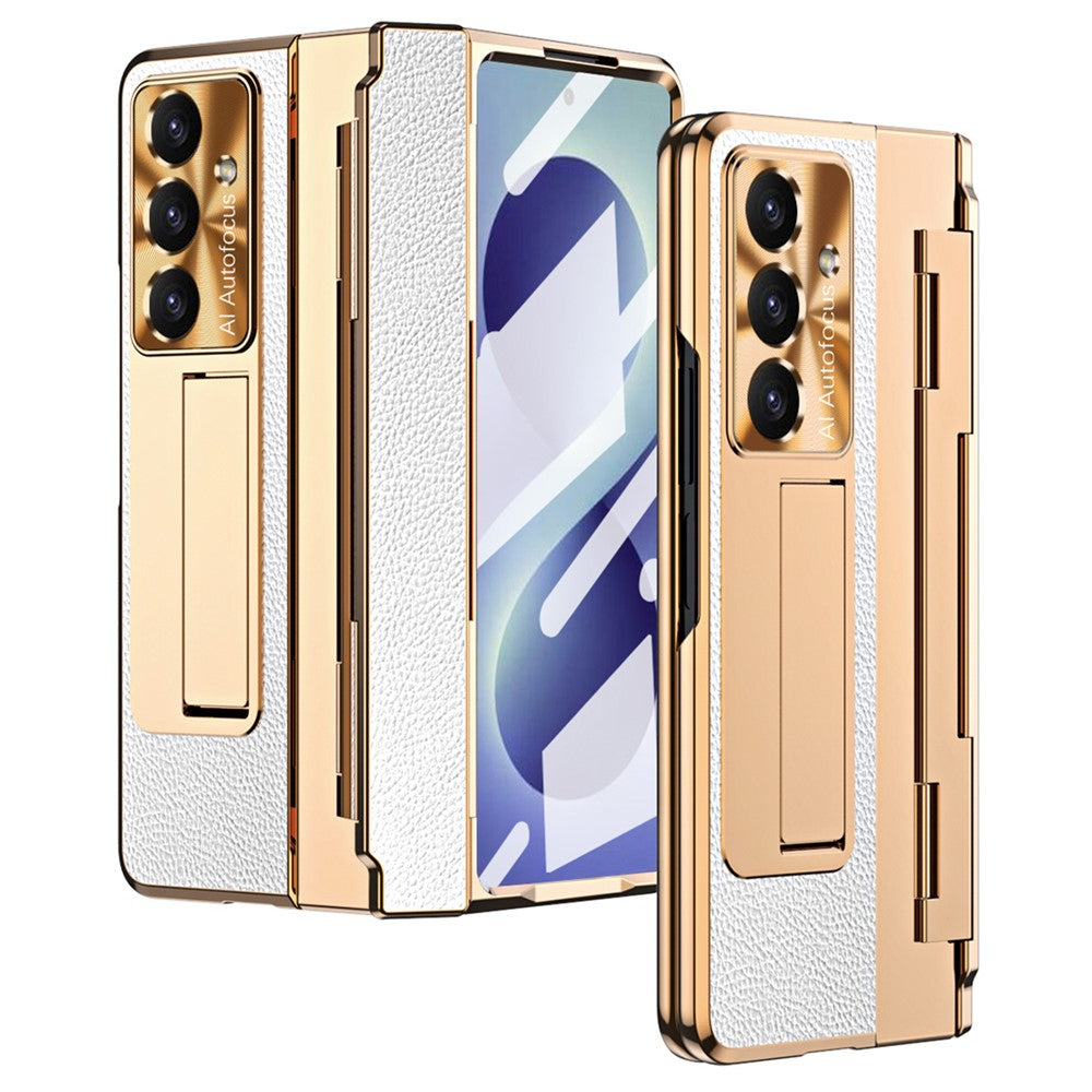For Samsung Galaxy Z Fold8 Ultra Case Hinge Protection Leather + PC Shockproof Cover with Screen Protector