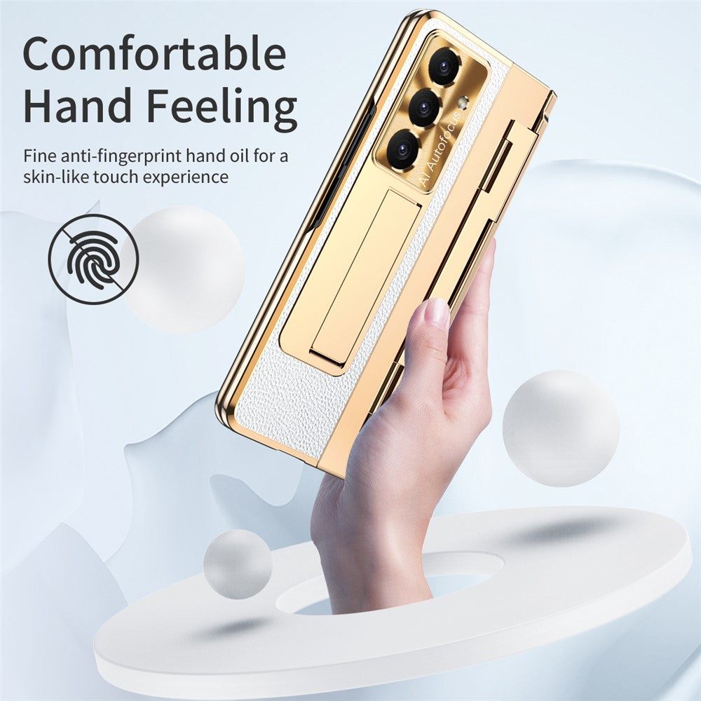 For Samsung Galaxy Z Fold8 Ultra Case Hinge Protection Leather + PC Shockproof Cover with Screen Protector