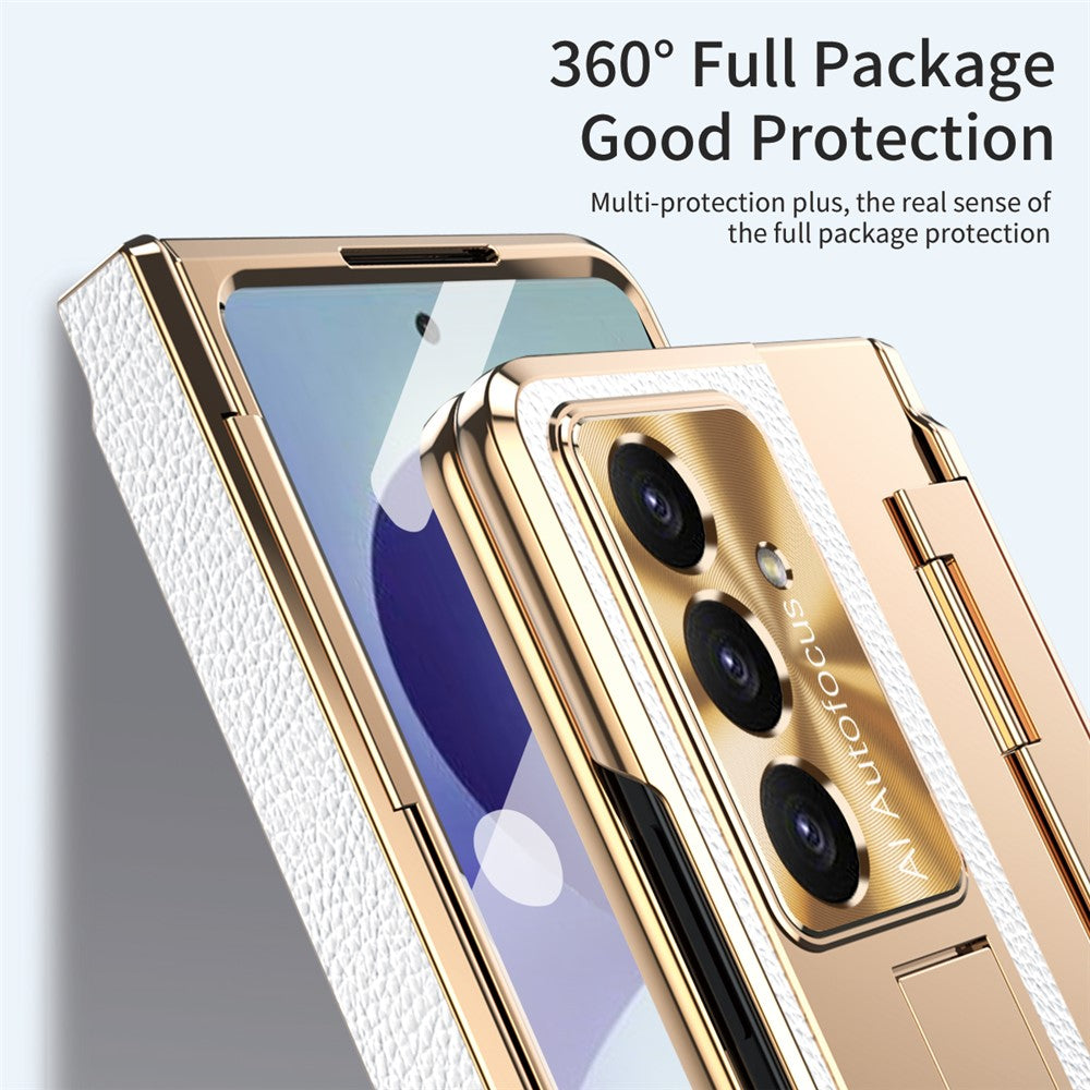 For Samsung Galaxy Z Fold8 Ultra Case Hinge Protection Leather + PC Shockproof Cover with Screen Protector