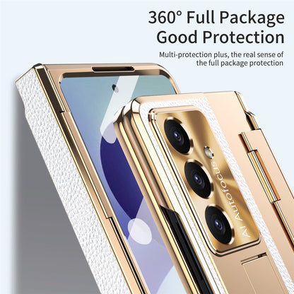 For Samsung Galaxy Z Fold8 Ultra Case Hinge Protection Leather + PC Shockproof Cover with Screen Protector