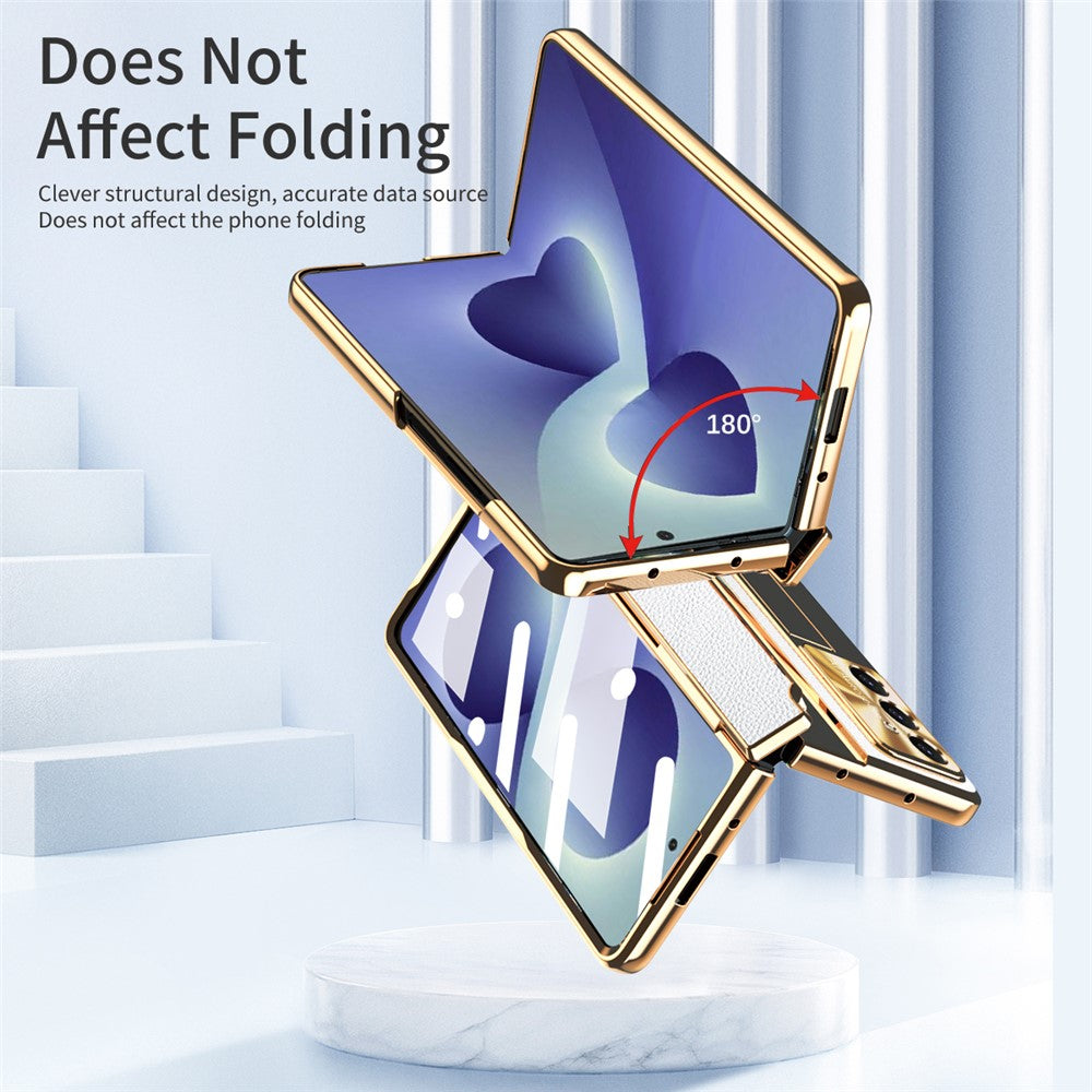 For Samsung Galaxy Z Fold8 Ultra Case Hinge Protection Leather + PC Shockproof Cover with Screen Protector